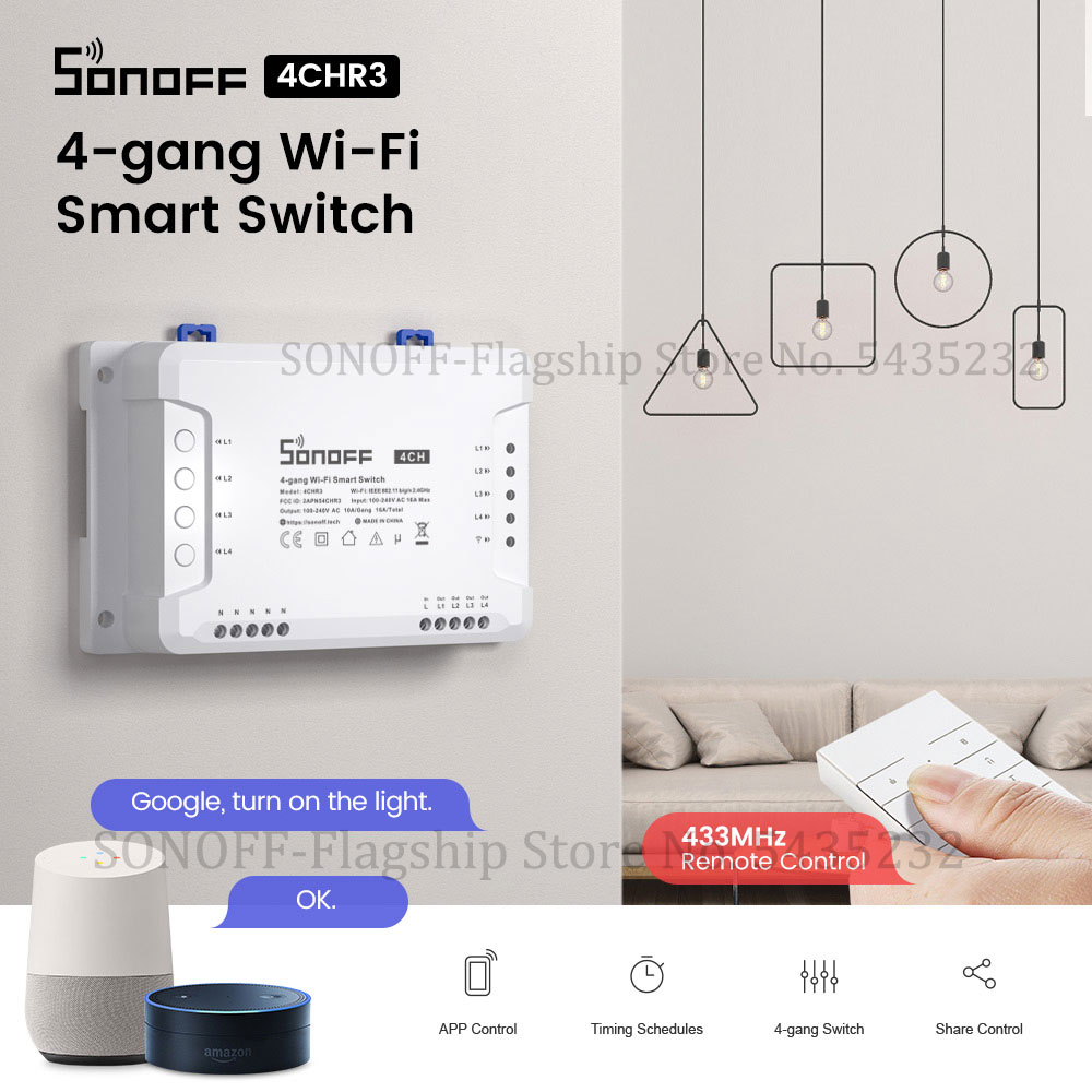 Smart Light Switch Wifi - Itead SONOFF 4CH R3 Wifi Wireless