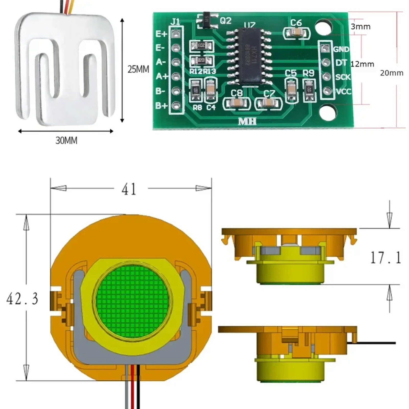 Sensor Kit Arduino - DIYmall 50KG Load Cell Weight Sensor