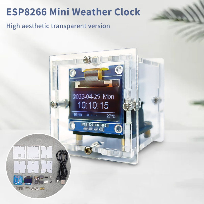 ESP8266 Mini Weather Clock Kit - Electronics Project Kit review and price