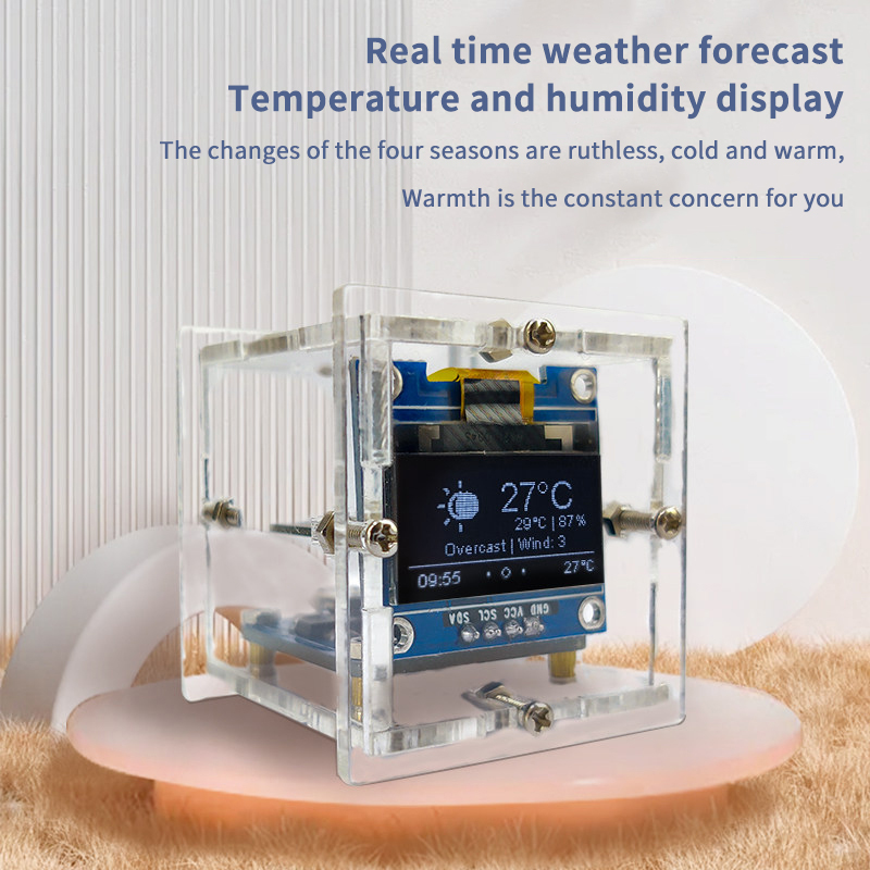 ESP8266 Mini Weather Clock Kit - Electronics Project Kit review and price